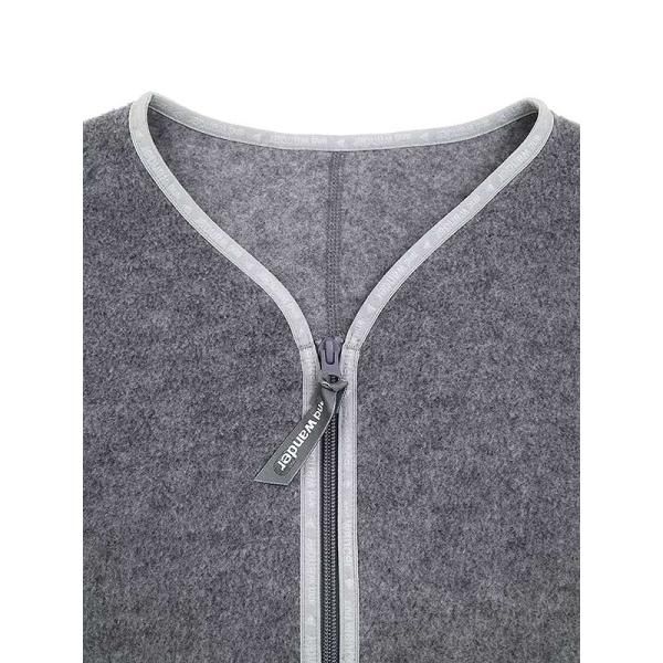 andwanderアンドワンダー22AWノーカラーフリースジップカーディガング  