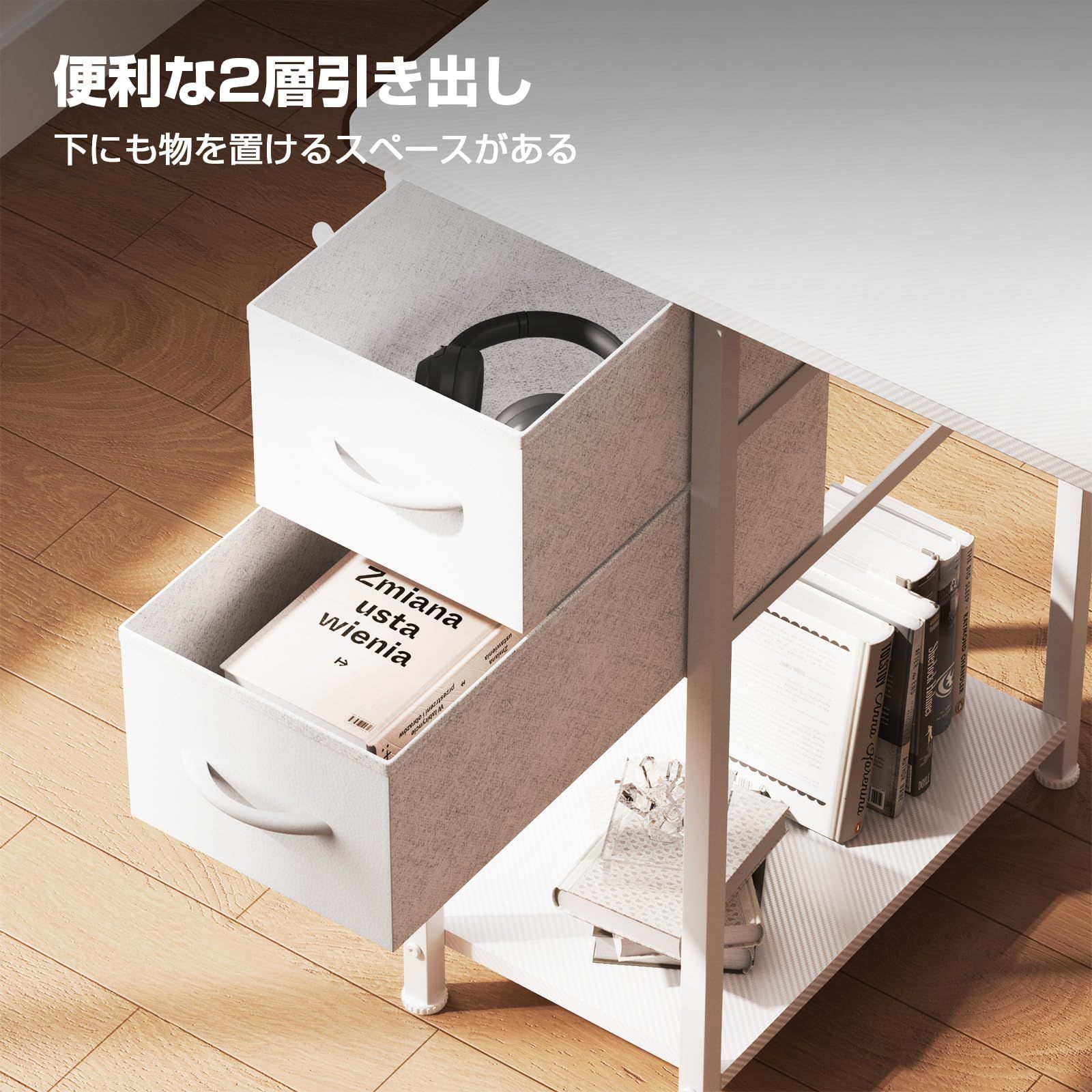 売り切れ 在庫処分】小型モニター台 配線穴付き 右棚 棚高さ調節可能引き出し