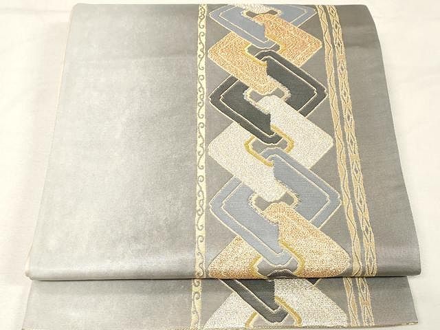 平和屋着物●六通柄袋帯　鍔取献上文　金銀糸　正絹　逸品　CAAX0563yk 平和屋着物○六通柄袋帯 鍔取献上文 金銀糸 正絹 逸品