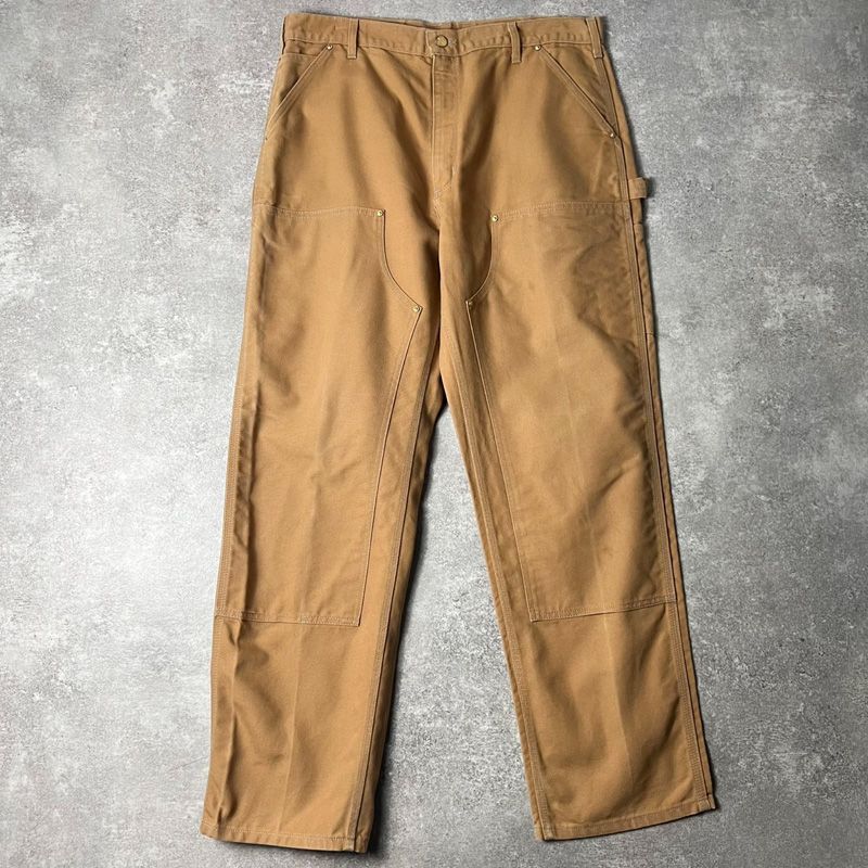 Carhartt ダブルニー 38x32 USA製 carhartt ダブルニー usa製 W38 L32 実寸W34 L30 茶