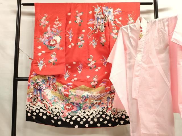 専用　D267   長襦袢　半衿刺繍　ピンク系　御所車　正絹　着物　極美品 刺繍半衿付き正絹長襦袢-Lサイズ No.ZA-5707-03のレンタル
