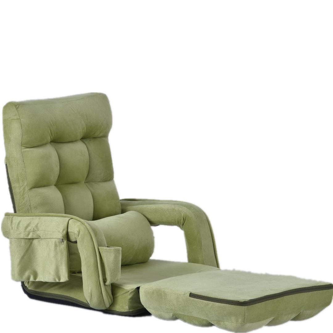 座椅子 リクライニング14段ギアリクライニングチェアー ファブリック【グリーン】 Amazon｜Kelfluxion 座椅子 リクライニング 14段ギア リクライニング