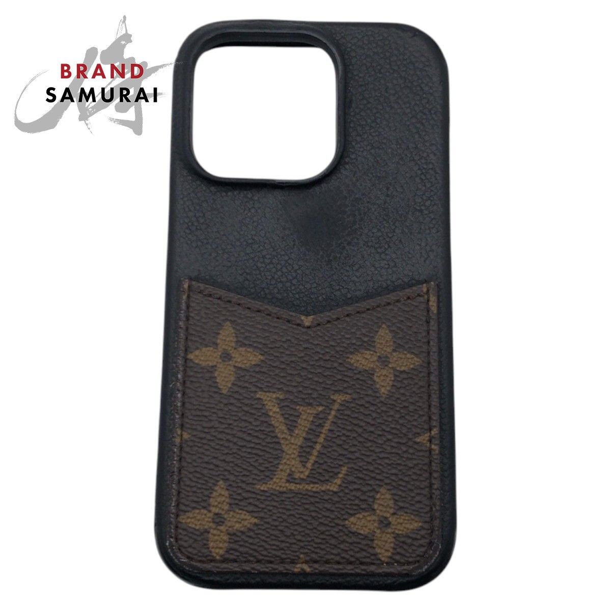 LOUIS VUITTON ルイヴィトン モノグラム ブラック 黒 ブラウン 茶色 レザー iPhoneケース スマホケース 携帯ケース 男女兼用 502681
