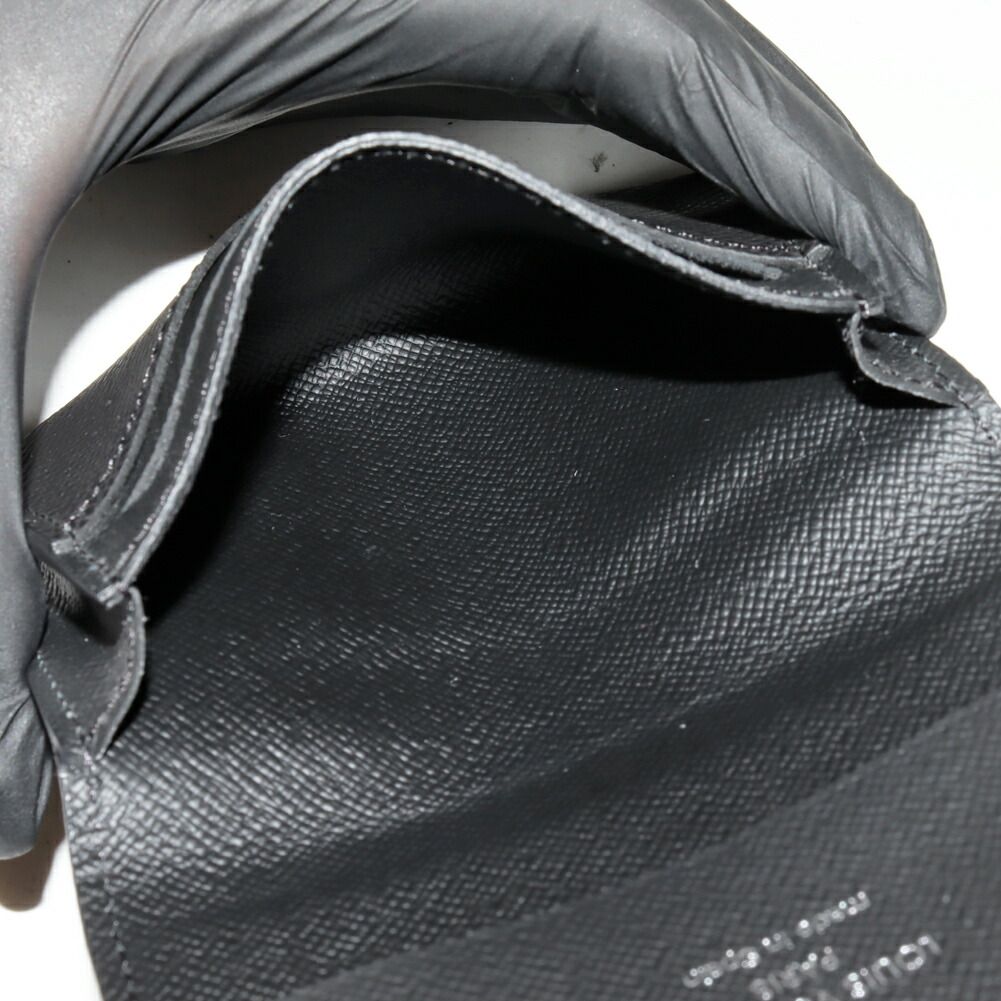 ルイヴィトン マチ付き名刺入れ カードケース タイガ ノワール アンヴェロップ カルト ドゥ ヴィジット イニシャル A 入り M 64595