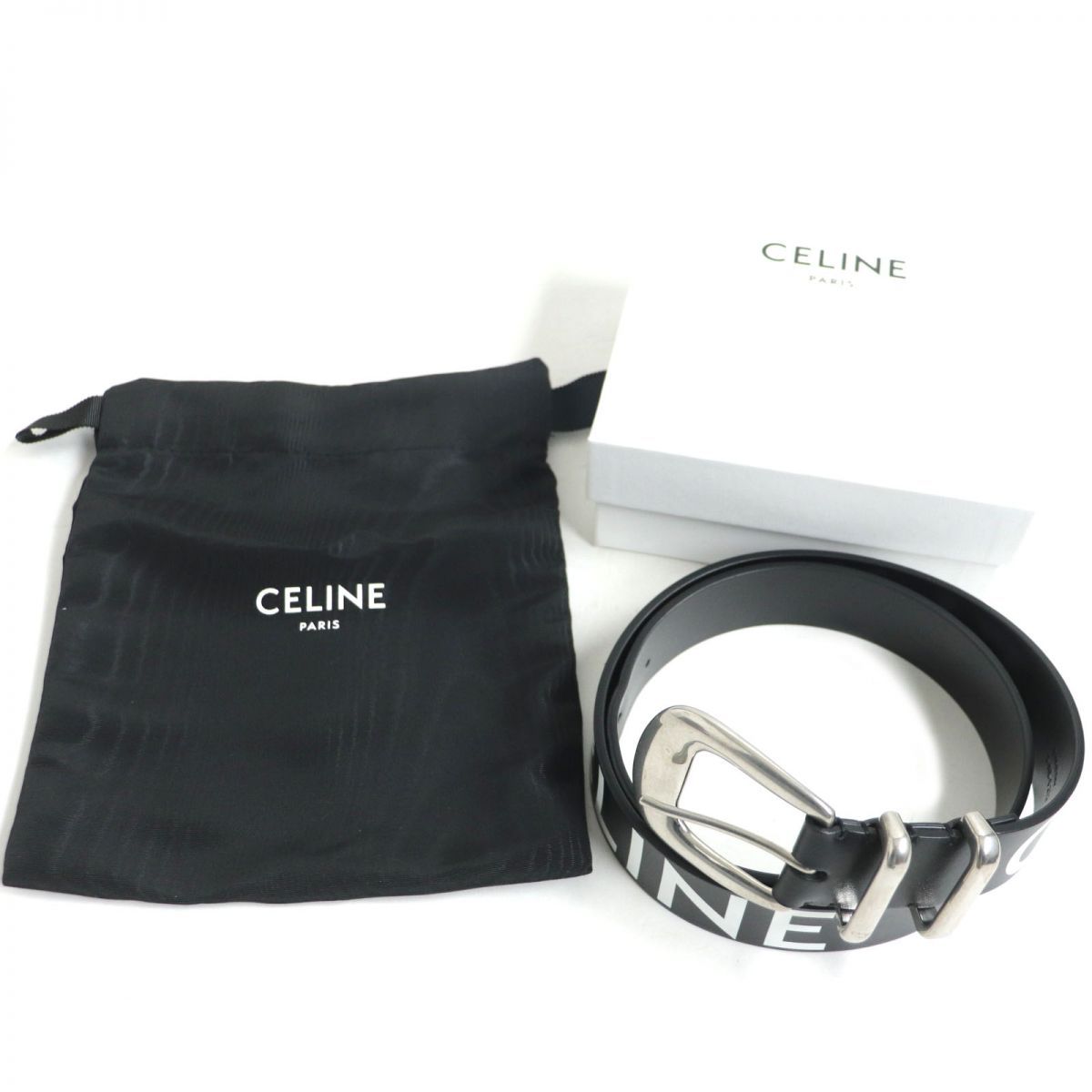 CELINE ロゴウエスタン レザーベルト 90 箱・袋付