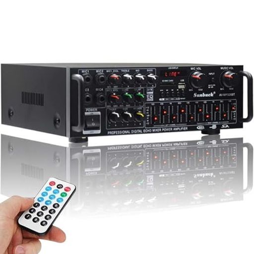 GHDVOPパワーアンプHiFiパワーホームアンプBluetoothオーディオサウンドアンプオーディオアンプカラオケアンプデジタルアンプ110VEQUSB最大出力300W 300W4マイクカーアンプハイパワー車載家庭用
