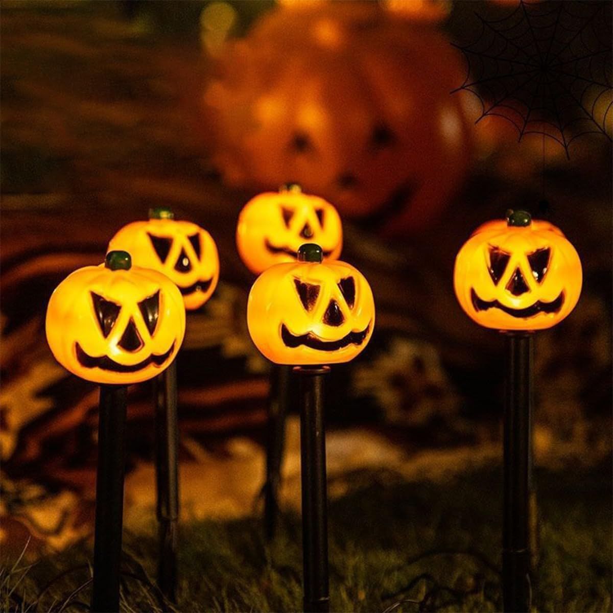 ソーラーライト ハロウィーン 5 in 1 ハロウィン飾り ストリングライト ガーデンライト ハロウィン飾り ランプ 埋め込み式 屋外 防水 かぼちゃライト 自動点灯 消灯 省エネ 照明飾り お化け屋