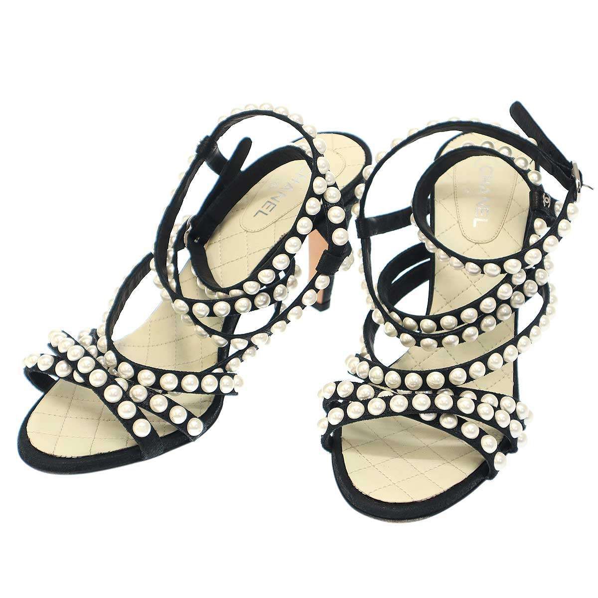 CHANEL シャネル マルチストラップマトラッセパールサンダル
