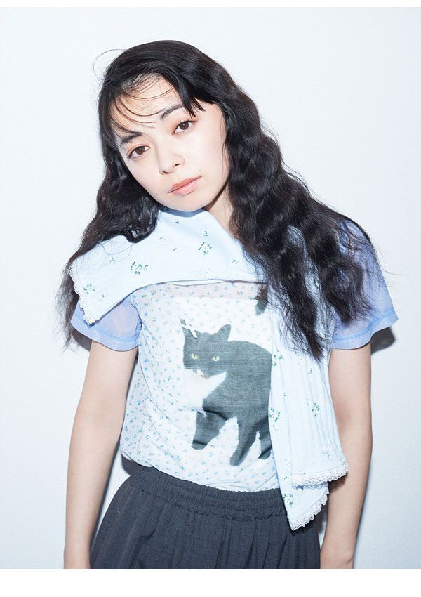 SALE10%OF ファーファー FURFUR トップス 25春夏 【上國料萌衣コラボ】Oolong花柄Tシャツ ミドル丈 半袖 コラボ 猫 rwct252060 FURFUR SALE10%OF ファーファー トップス 25春夏 【上國料萌衣