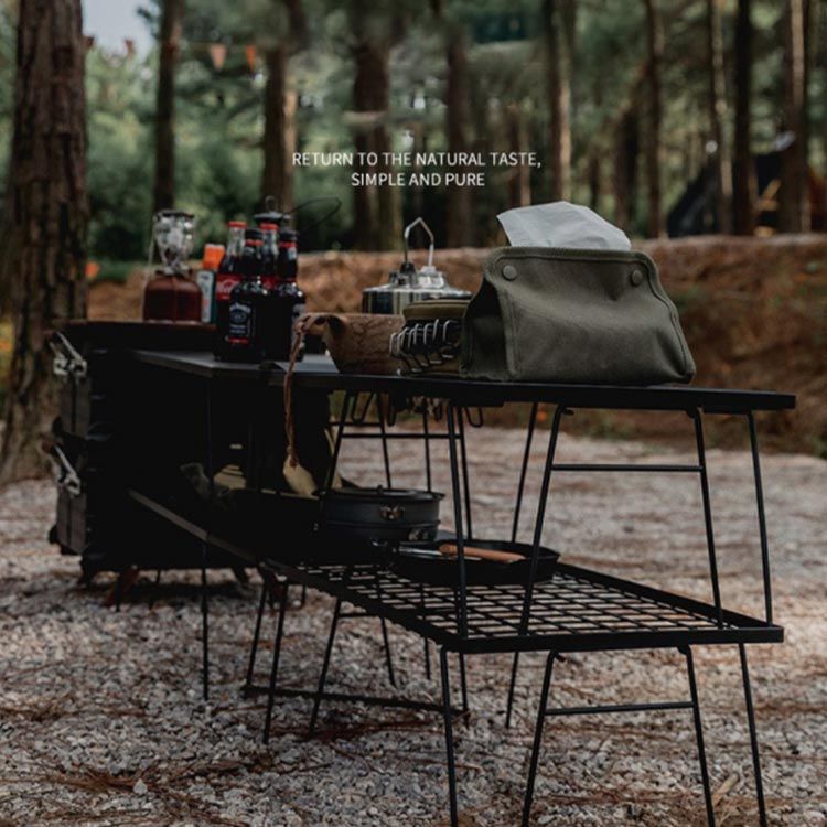 焚き火ラック スチール製アウトドアテーブル 収納バッグ付き FIELEOOR