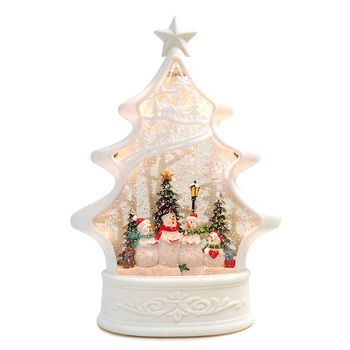 LED ジオラマホワイトツリー スノーマン クリスマス