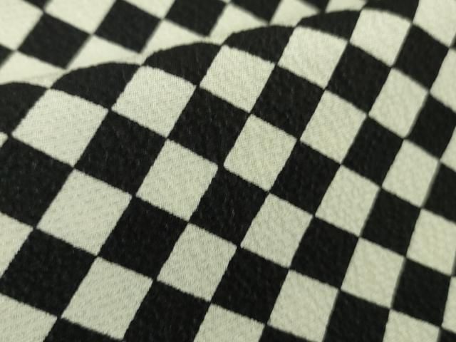 平和屋着物□極上 池田重子コレクション 小紋 単衣 市松菱文 黒×白