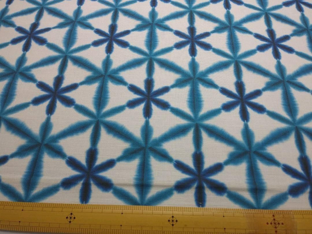 7223* 手染め 高級さらし生地 540cm 夏色三色のブロック型雪花絞り♡ 7223* 手染め 高級さらし生地 540cm 夏色三色のブロック型雪花