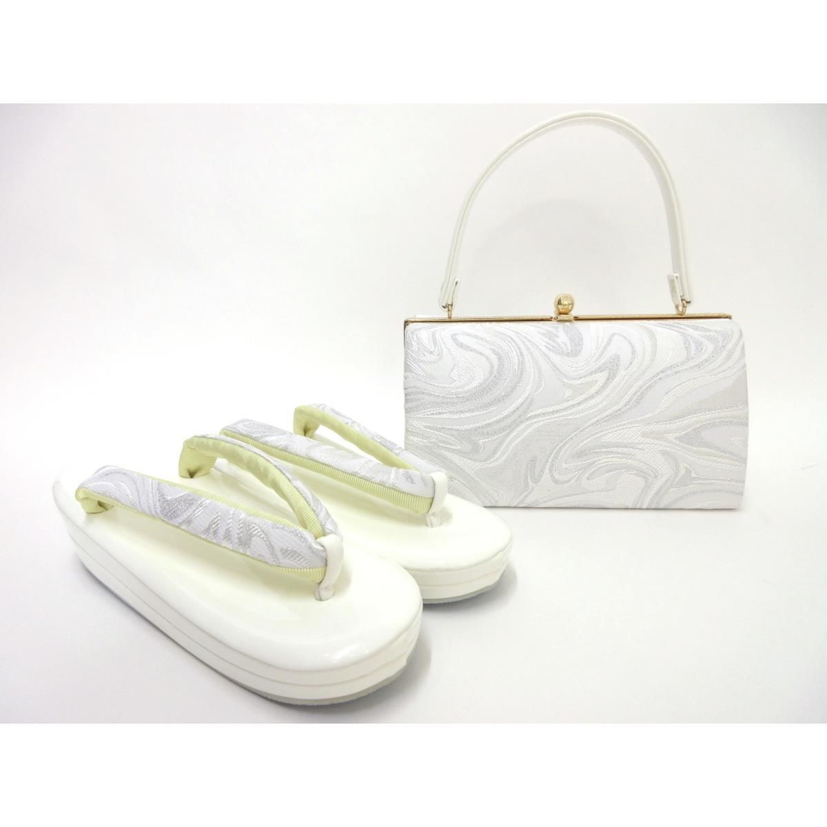 【新品未使用】貝細工　和装　バッグ・草履セット 新品】草履バッグセット 新品未使用】貝細工 和装 バッグ・草履セット