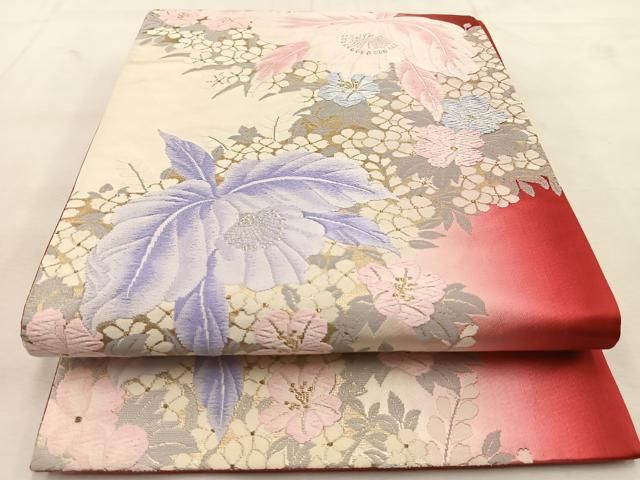 小紋　夏用　絣　唐花模様　アイボリー　着物　063a p 小紋 夏用 絣 唐花模様 アイボリー 着物 063a p