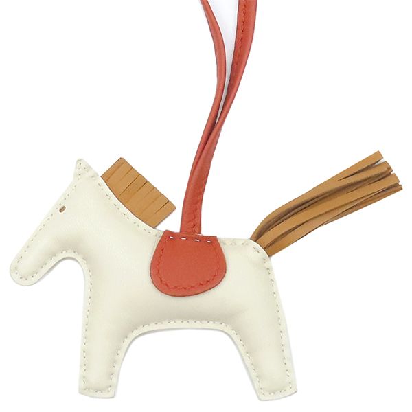 エルメス HERMES バッグチャーム ロデオPM アニューミロ クレ×セサミ×カーネリアン アイボリー 茶 赤 Y刻印