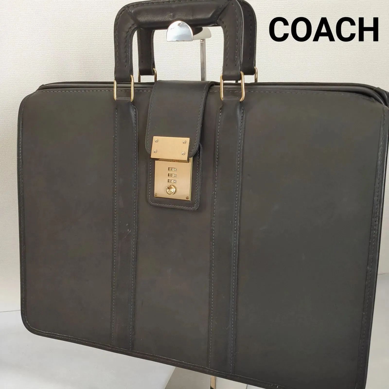 【希少】COACH　オールドコーチ　本革　グラブタンレザーダレスバッグ　ビジネスバッグ　ブリーフケース　ボストンバッグ　黒　ブラック　Ｄ5Ｈ-5420