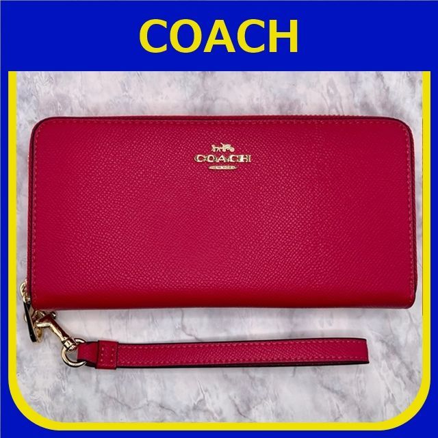 COACH コーチ ローズレッド レディース ロングジップ アラウンド