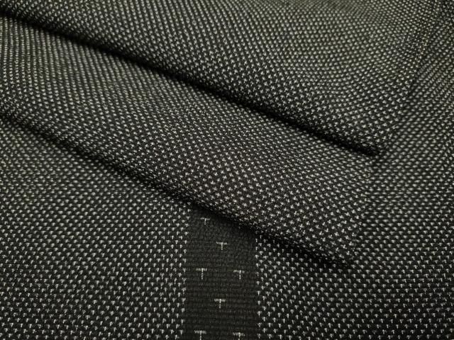 平和屋着物▽本塩沢　単衣　蚊絣　黒地　正絹　逸品　DAAV3175du 平和屋着物▽本塩沢 単衣 蚊絣 黒地 正絹 逸品 DAAV3175du - メルカリ