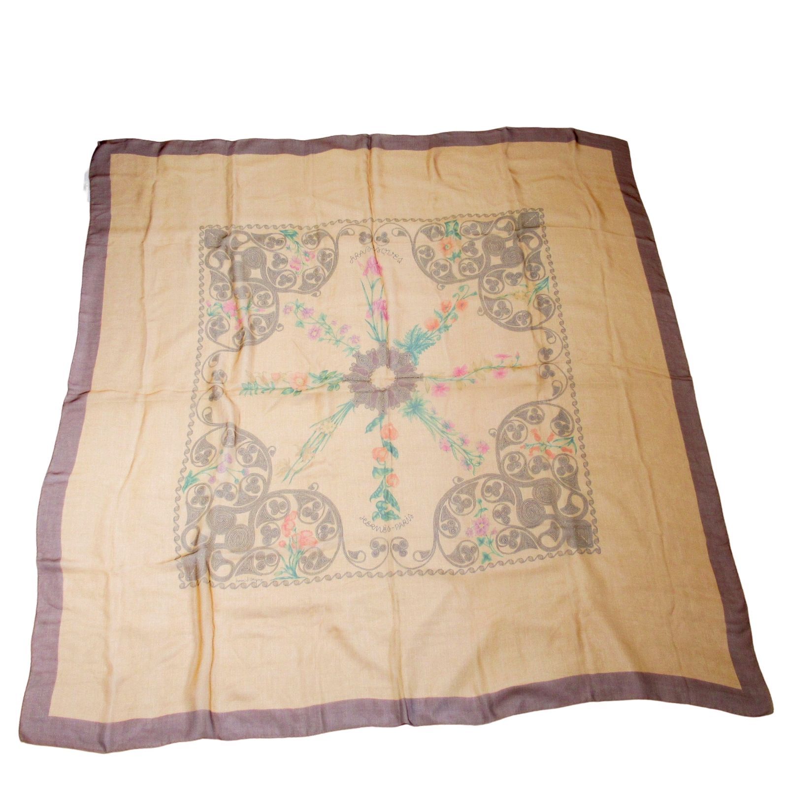 HERMES エルメス カレ140 シフォンスカーフ ARABESQUES 『アラベスク 
