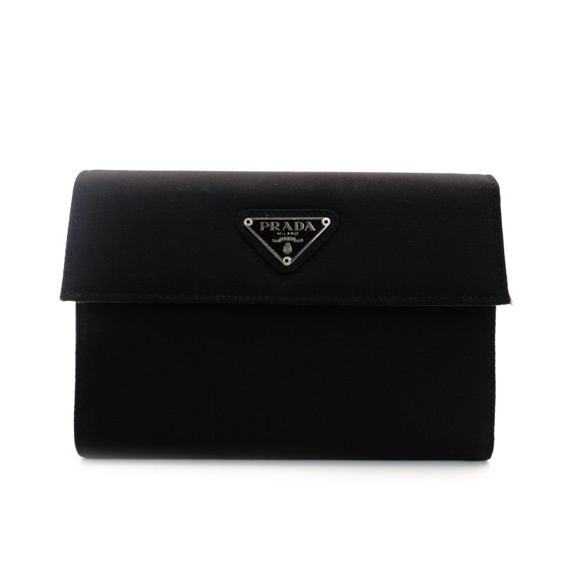 プラダ PRADA 財布 折り財布 ブラック ナイロン 黒 き 7-8-221