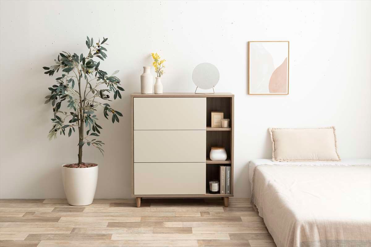 送料無料】バイカラー 棚付き チェスト ［幅73cm］Erin キャビネット