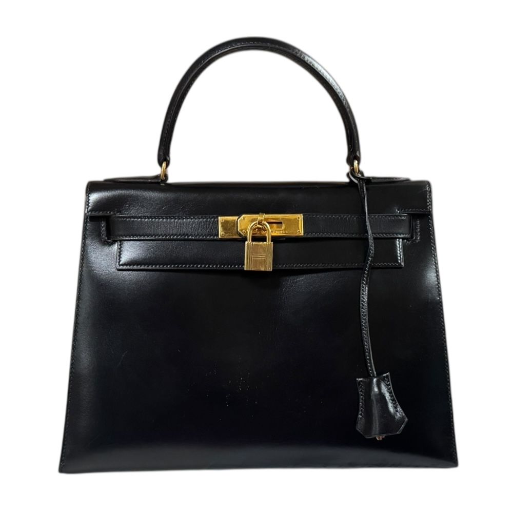 エルメス❣️ケリーバッグ用❣️ボックス！美品 エルメス ケリー28 外縫い ハンドバッグ ボックスカーフ