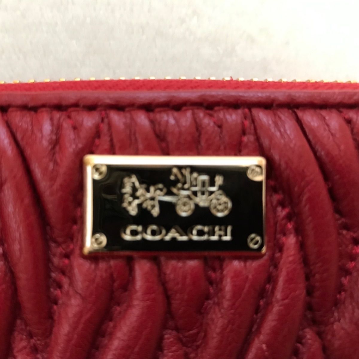 最新作 コーチ マディソン ギャザードツイストレザー COACH ジップ - 小物