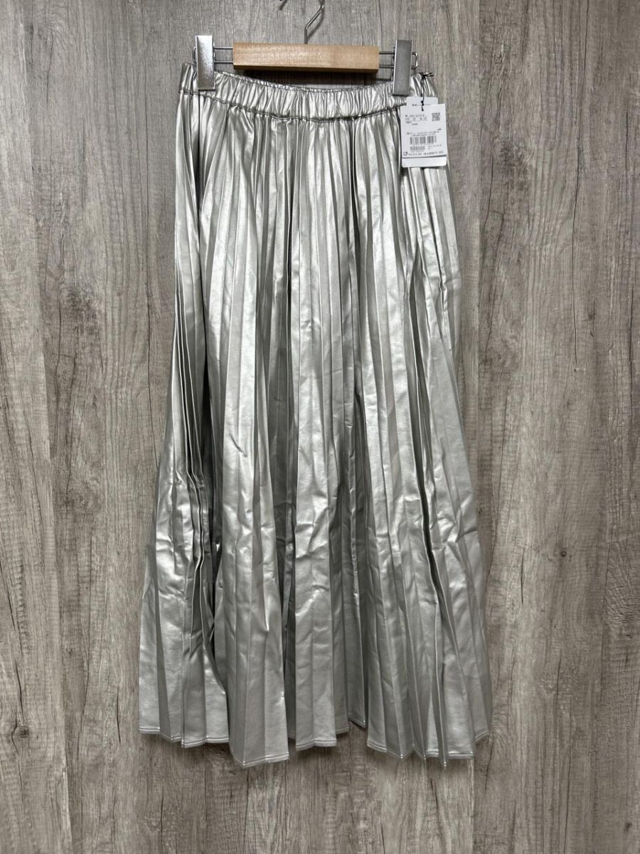 100%品質保証。 SALON adam et rope ウォッシャブルメタリック フェイクレザー プリーツ スカート sizeF|シルバー ◎レディース 無限の可能性