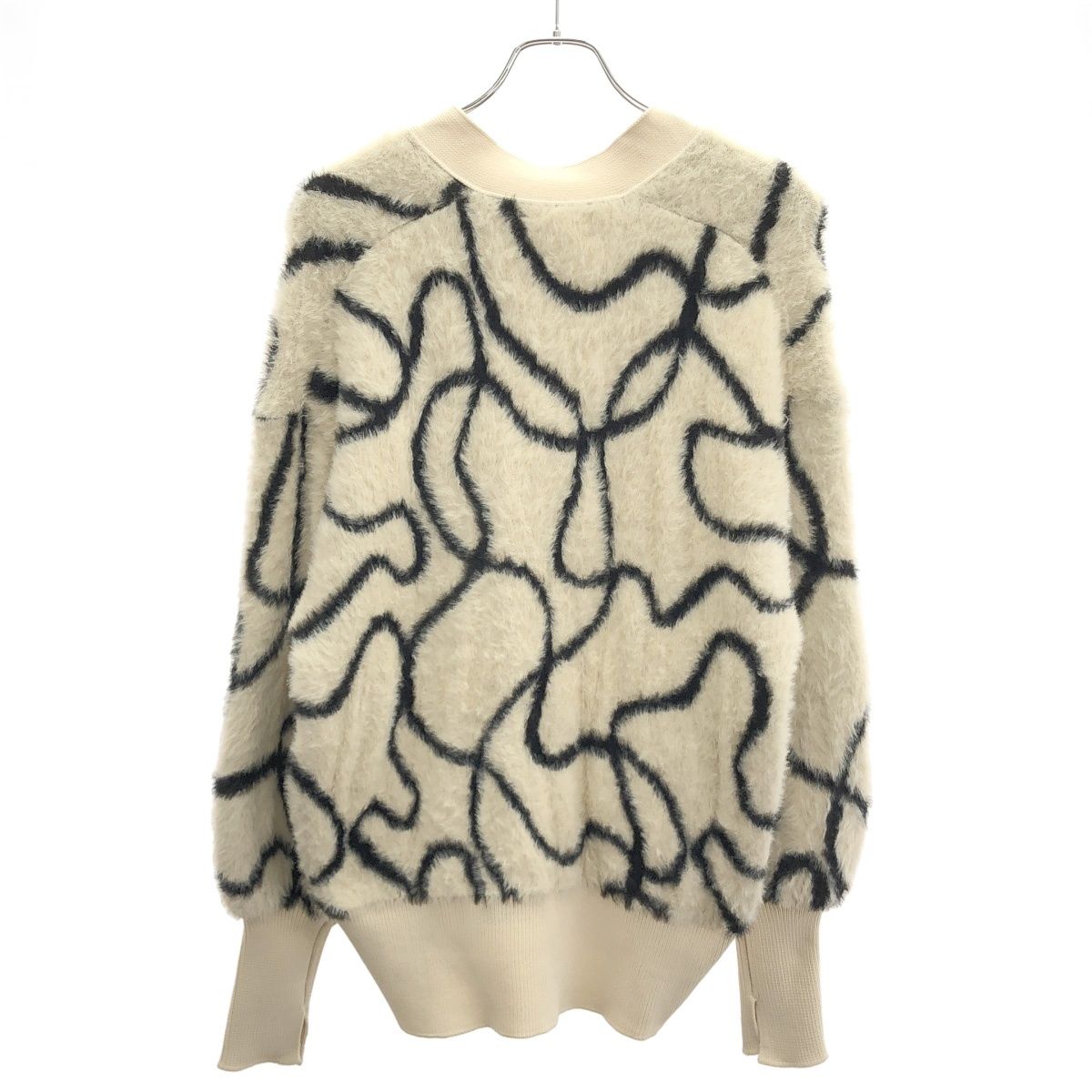 ADAM ET ROPE アダムエロペ フェザーヤーンニットカーディガン アイボリー F