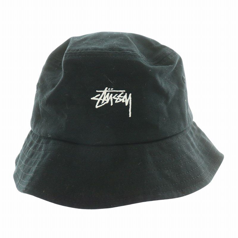 ステューシー STUSSY バケットハット 帽子 ロゴ刺繍 S M 黒 ブラック 2917 |MW GY18