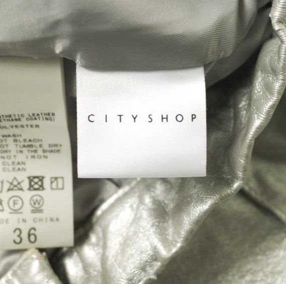 city shop FAUX LEATHER パンツ 38サイズ CITY SHOPホワイト フェイクレザーイージーパンツ ルーズフィット38