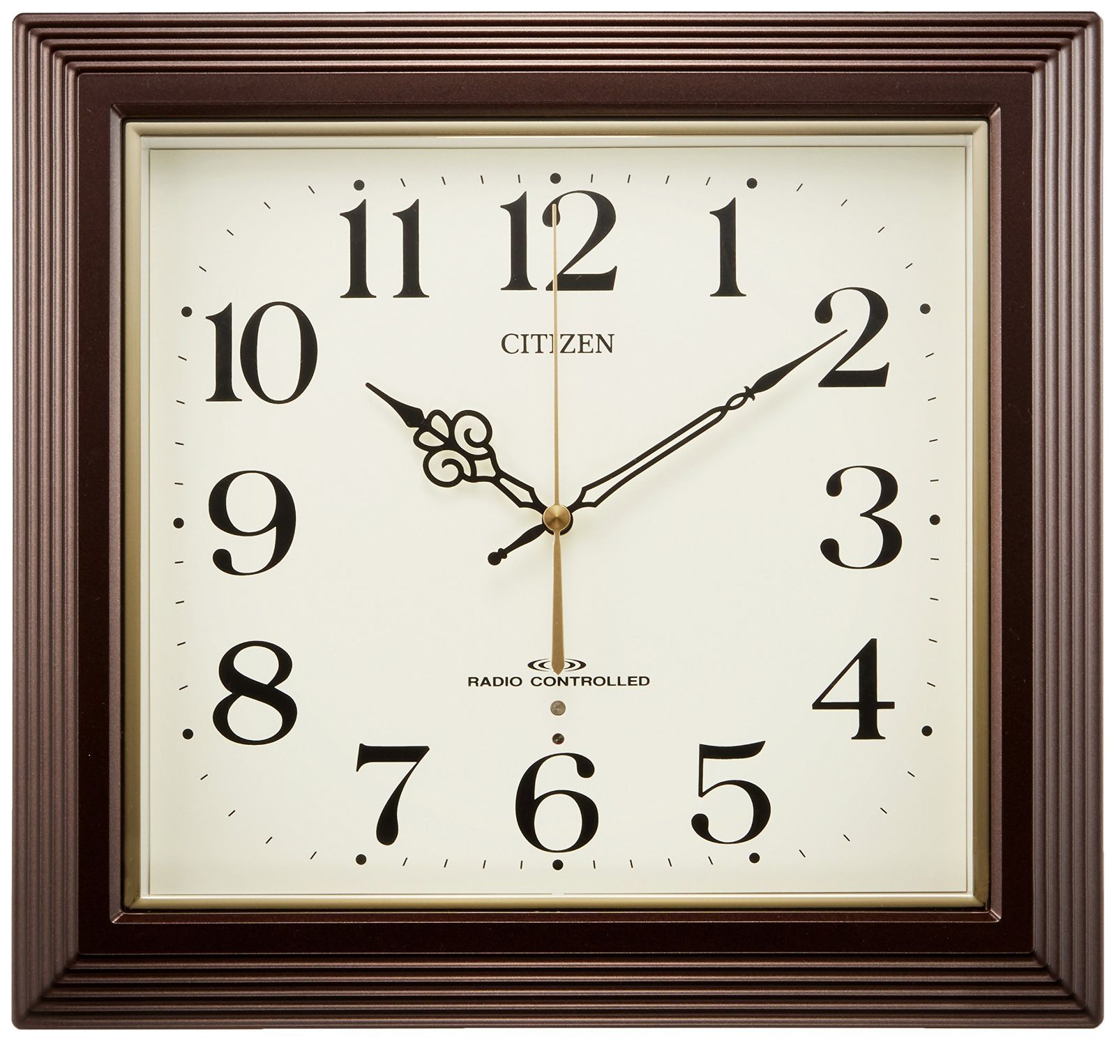 328x348x52cm質量シチズン 掛け時計 電波 アナログ 四角 茶 CITIZEN