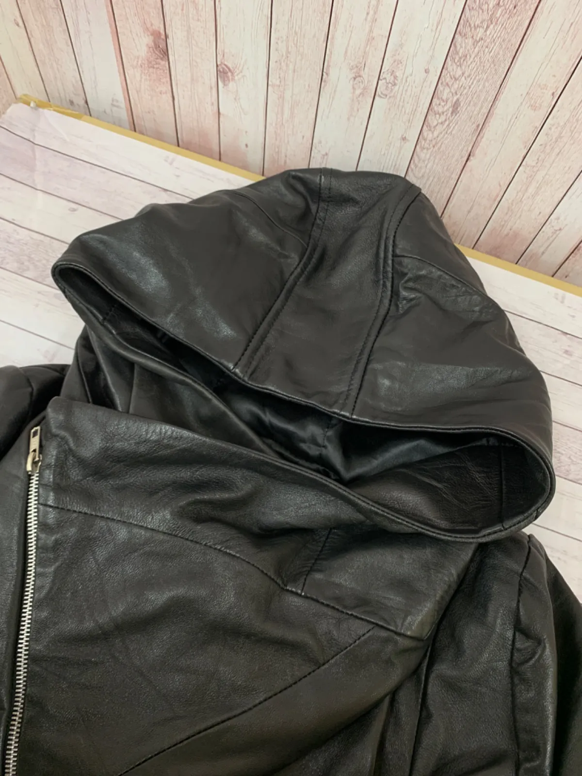 ☆EKAM エカム レザージャケット ライダース フードジャケット L