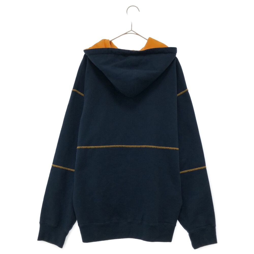 SUPREME (シュプリーム) 19AW Spread Logo Hooded Sweatshirt バナー アーチロゴ  プルオーバースウェットパーカー フーディー ネイビー/オレンジ