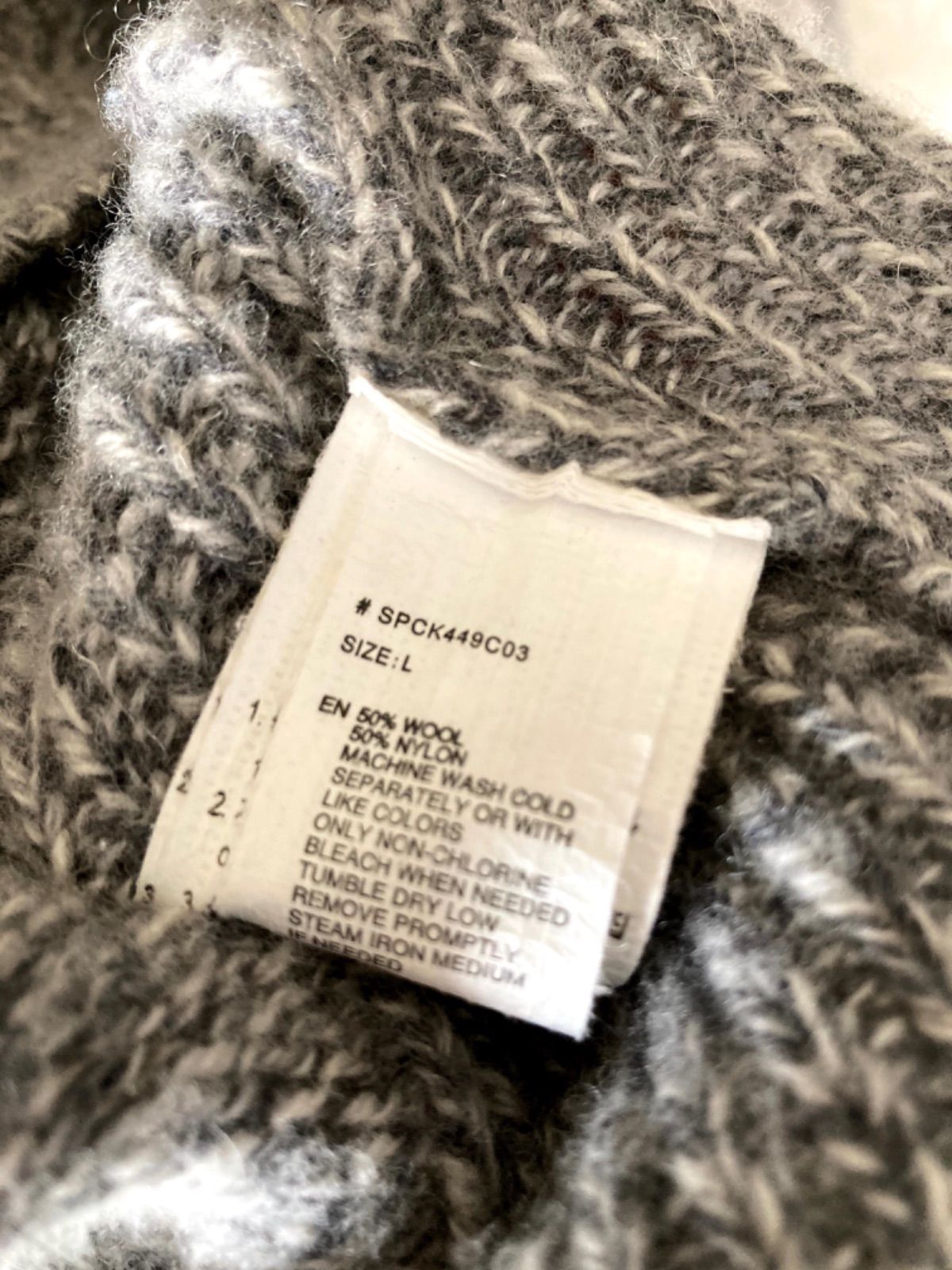 SPAO メンズ トップス L アウター 長袖 ニット 上着 ナイロン ウール 