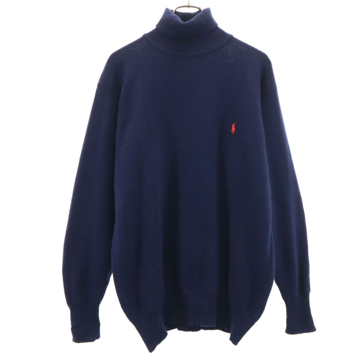 Polo by Ralph Lauren ポロバイラルフローレン ウール100％ 長袖 タートルネック セーター L ネイビー ニット メンズ 古着