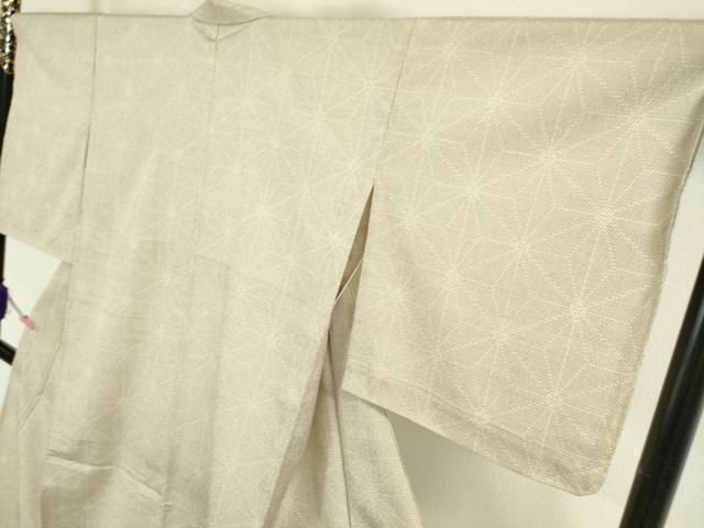 平和屋本店□極上 白鷹お召 単衣 110亀甲 麻の葉 逸品 未使用