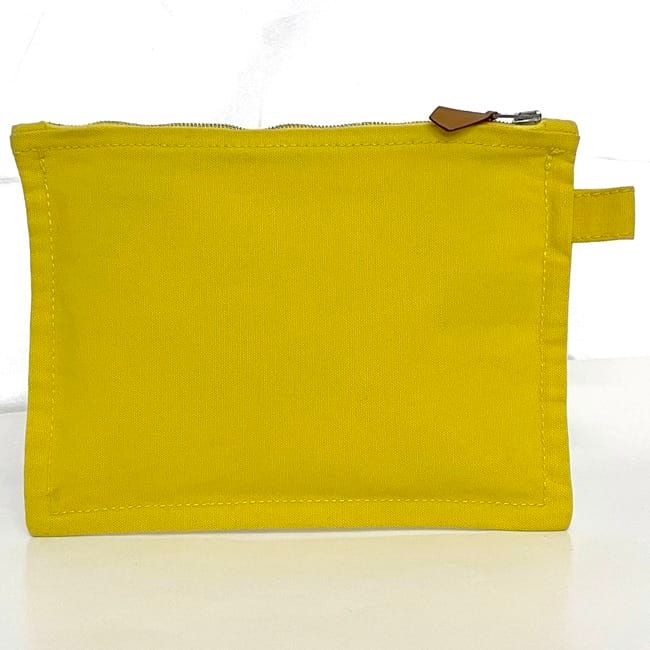 エルメス ポーチ ボラボラ PM イエロー 美品 中古 コットン