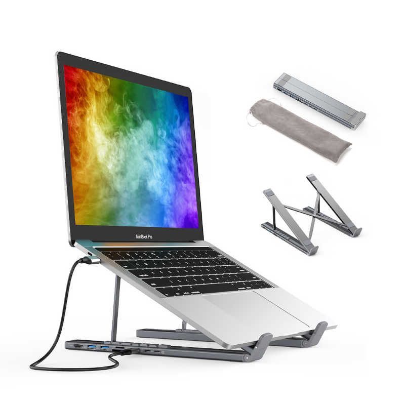 CHOETECH USB-Cハブ付きノートパソコンスタンド 7in1 ケース付き 折り畳み 6段階高さ調節 PD 100W 高速データ転送 HDMI USB3.0 USB-A Type-C 4K HUB-M48