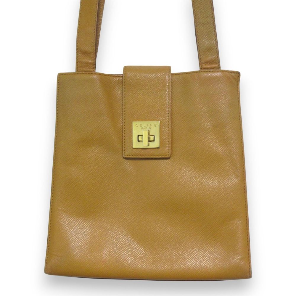 良品 CELINE セリーヌ ターンロック レザー トートバッグ ワン