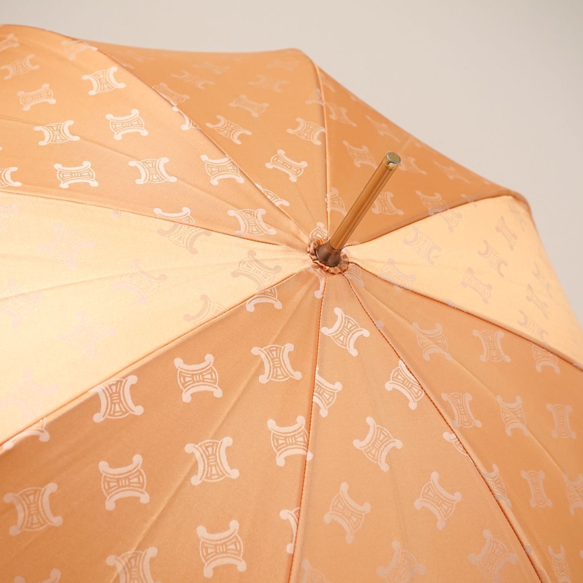 高級傘 CELINE セリーヌ USED美品 マカダム オレンジ グラス骨