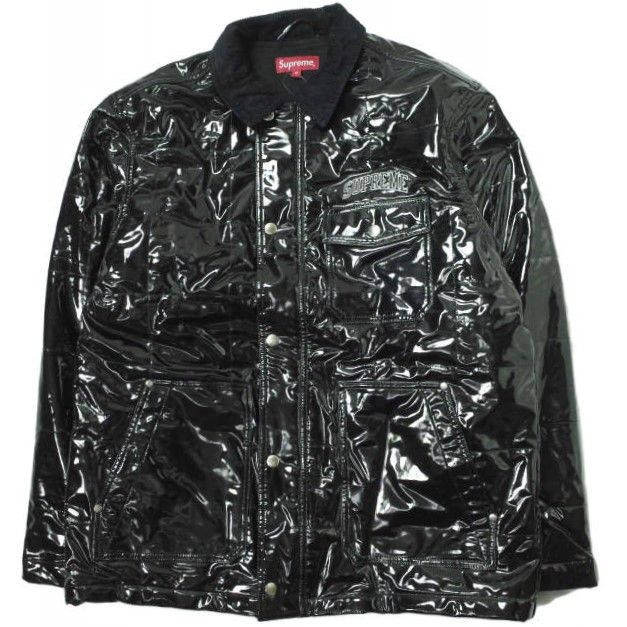 supreme quilted patent vinyl work jacket