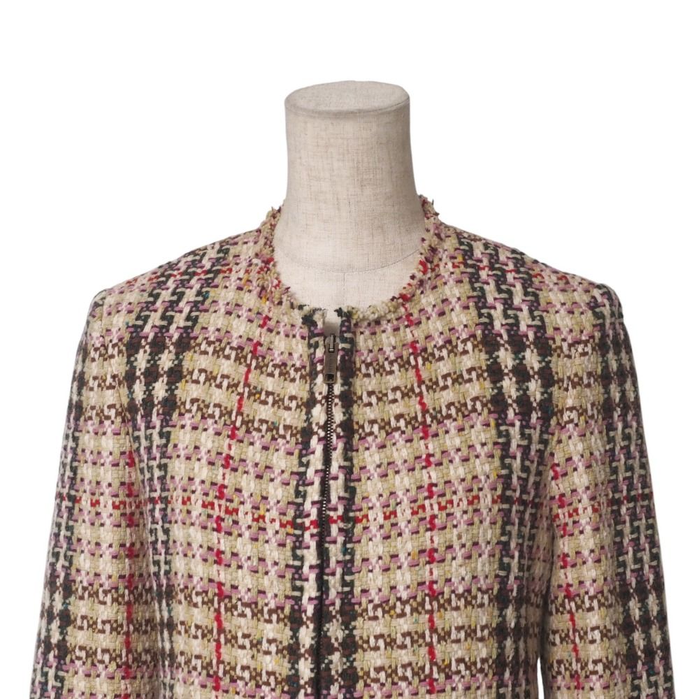 BURBERRY バーバリー ジャケット サイズUK6 ツイード ノーカラー