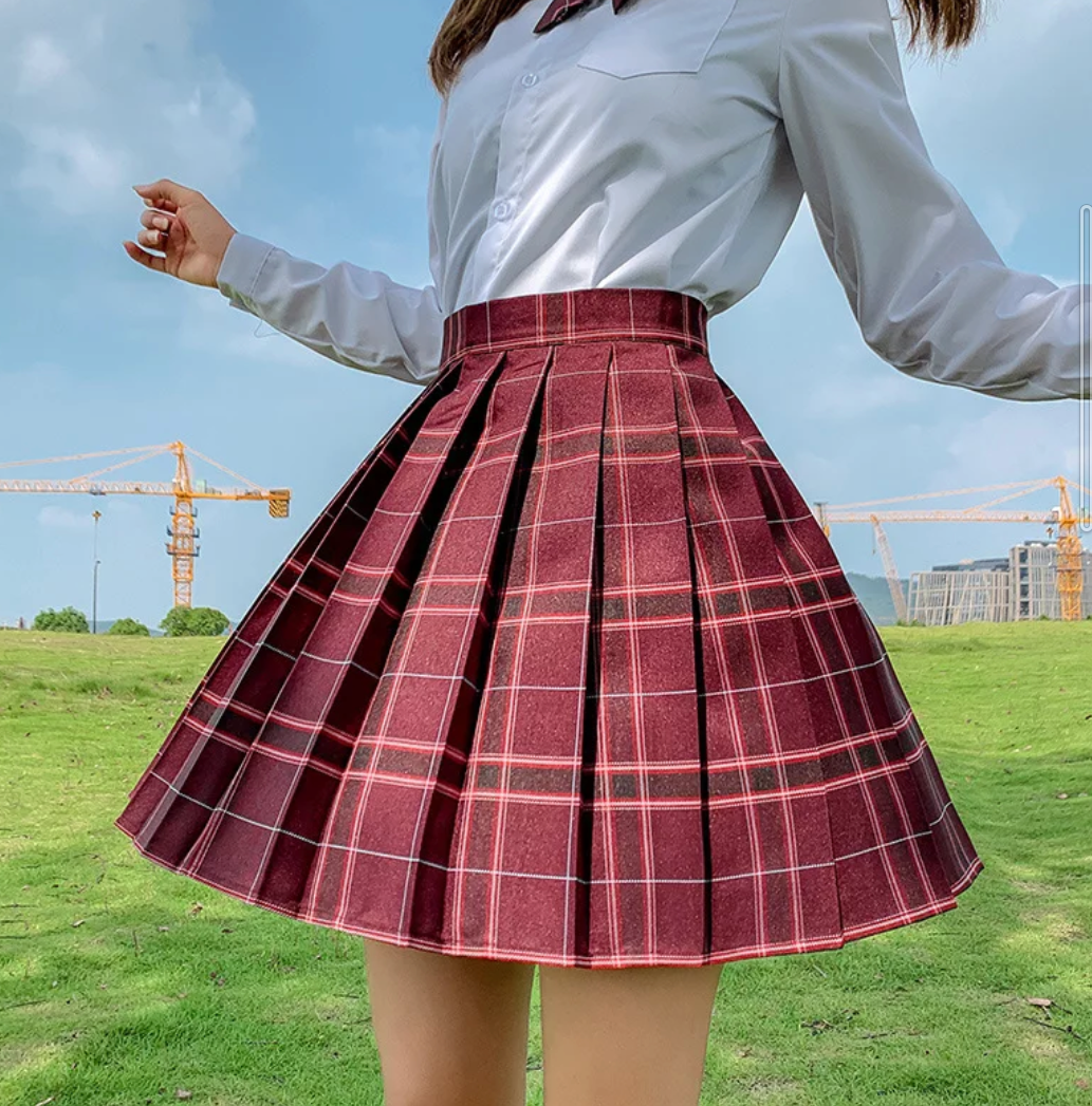 赤チェック 制服 コスプレ Mサイズ - コスプレ