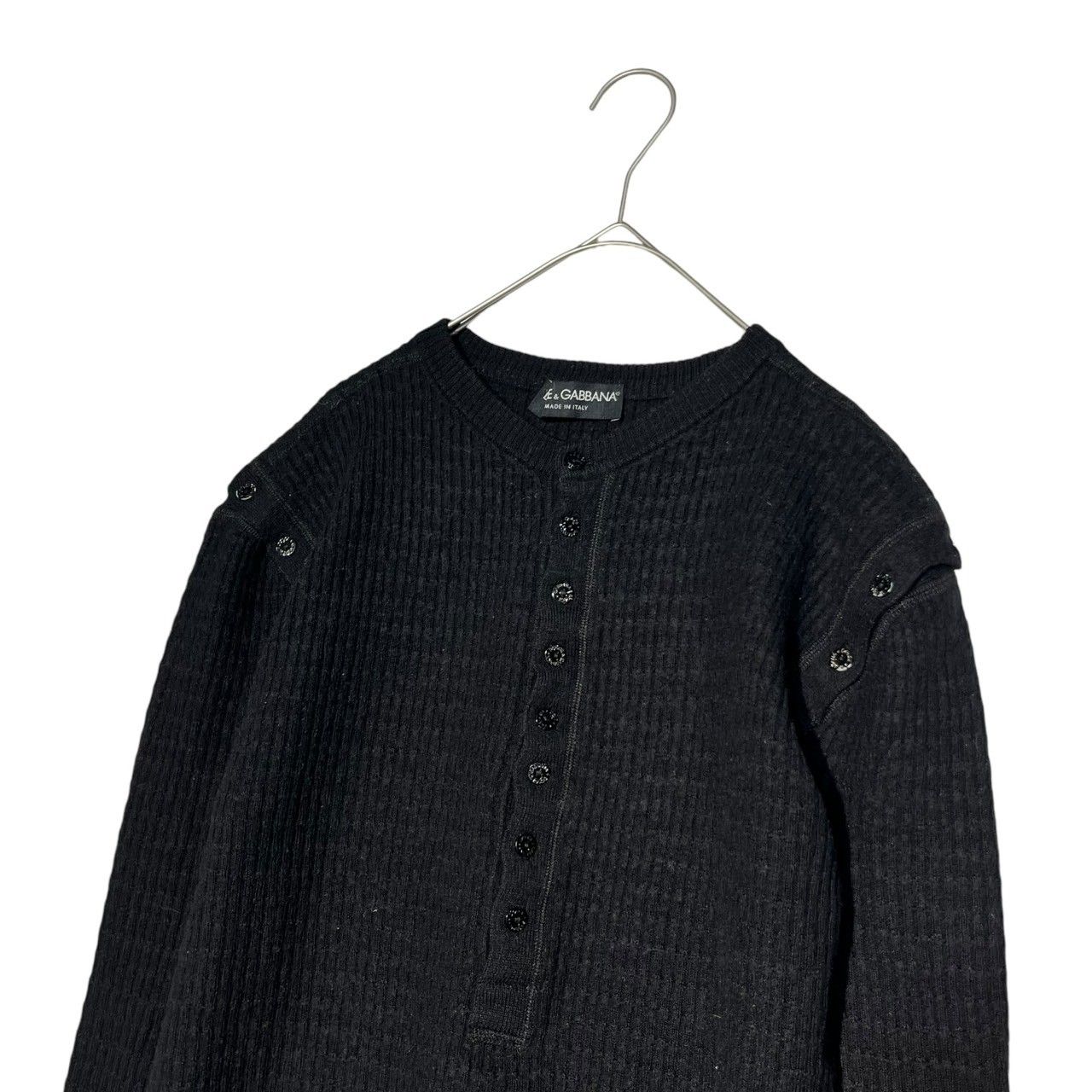 DOLCE&GABBANA(ドルチェ&ガッバーナドルガバ) 00's shoulder button knit wool ショルダー ボタン  ヘンリーネック ウール ニット 52(XL程度) ブラック - メルカリ