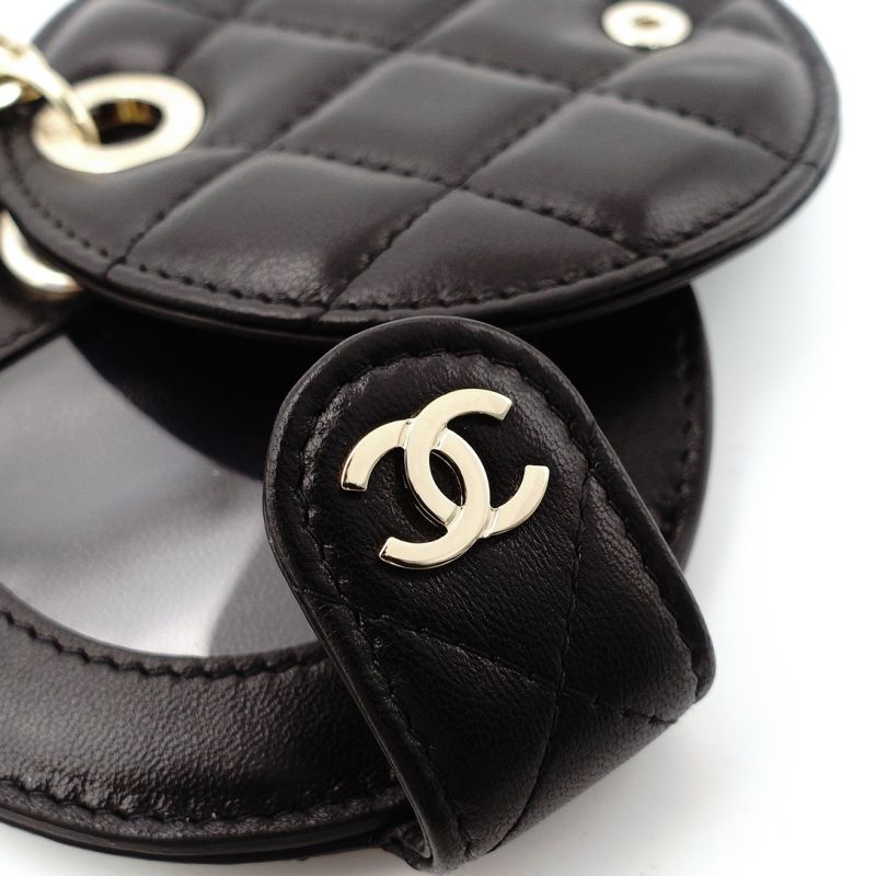 CHANEL ブラックレザー ココマークチャーム　現状渡し シャネル CHANEL ココマーク マトラッセ ラムスキン チャーム