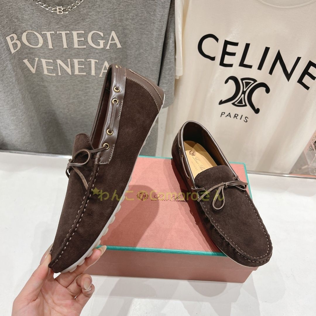 ダークブラウン25.0～27.0cm ロロピアーナメンズドライビングシューズ スエード モカシン ソフトレザー カジュアル スリッポン ローファー