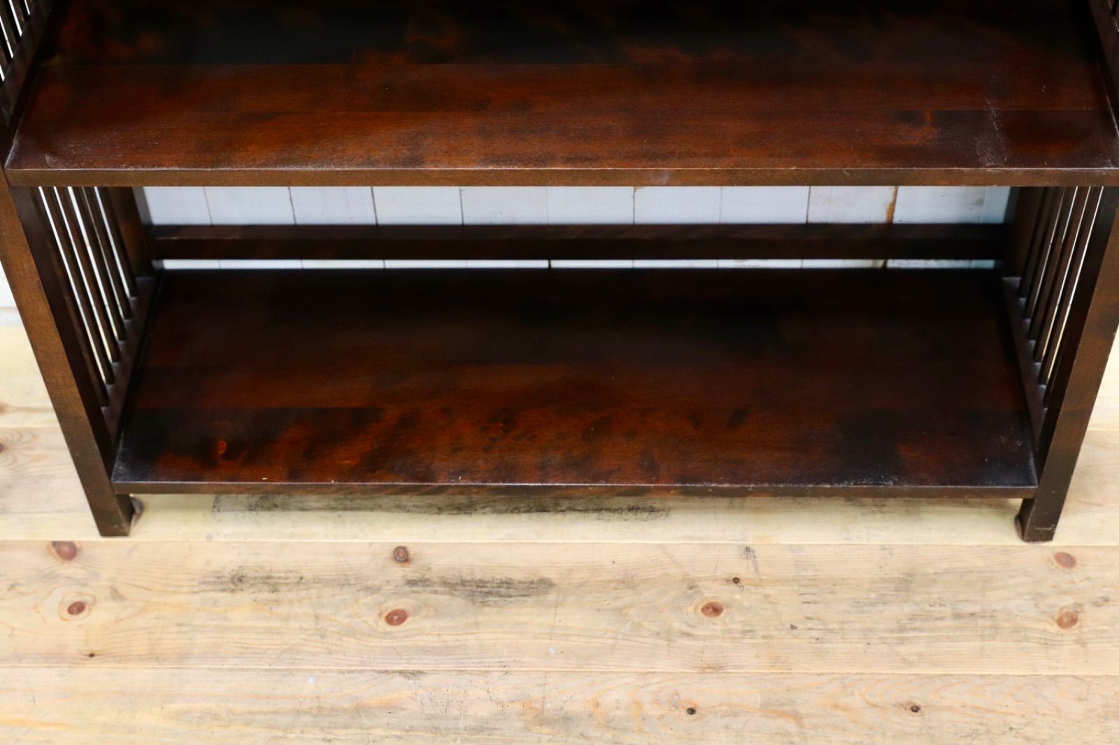 GMIS305 北海道民芸家具 樺材 民藝 アンティーク シェルフ ラック 飾り棚 本棚 ブックシェルフ 飛騨産業 和室 座敷 和家具