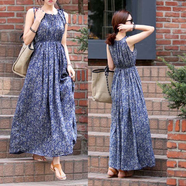 ノースリーブワンピース 花柄 ロング丈 春夏 上品 おしゃれ 大人